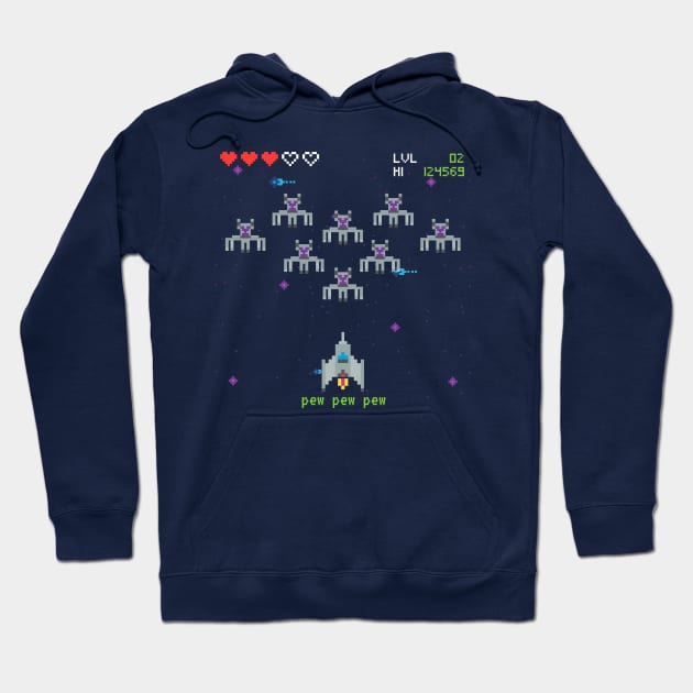 Retro Space Arcade Video Game Hoodie by AlondraHanley